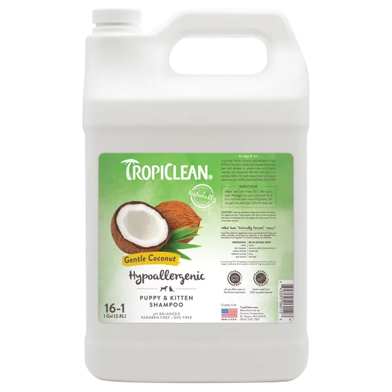 Tropiclean Gentle Coconut Hypoallergenic Puppy & Kitten Shampoo - Gallon